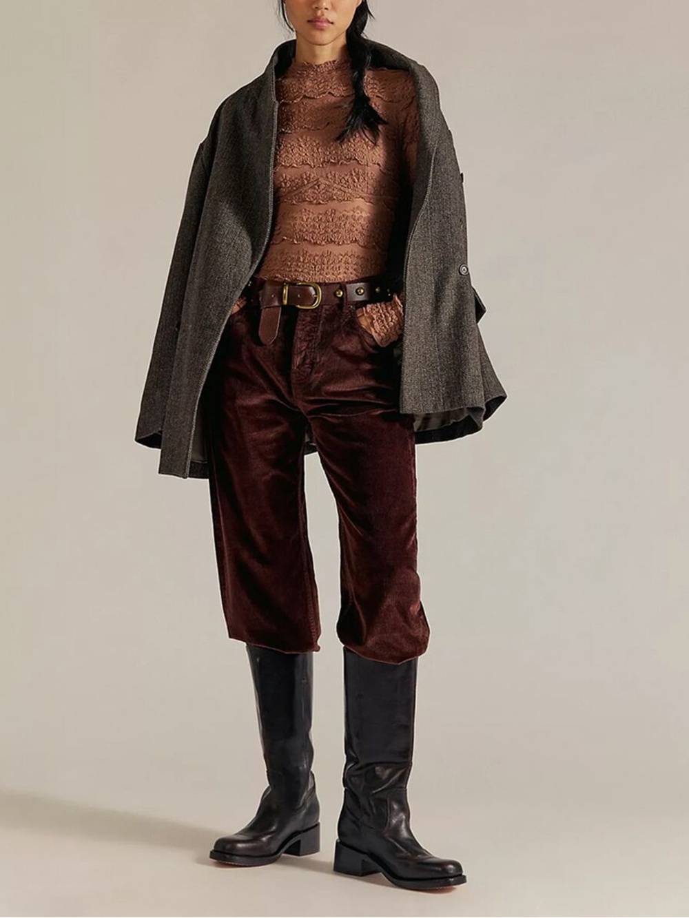 NWT Free People We The Free Deep Trance Cord Pant Chocolate Brown Size 29 - Picture 2 of 7